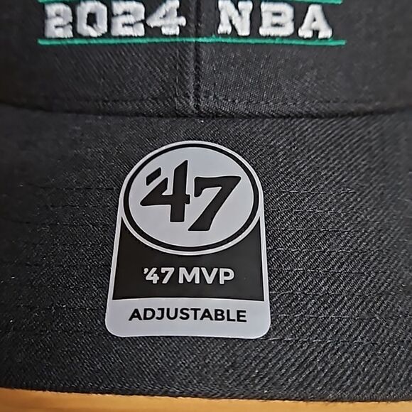 Boston Celtics 2024 NBA Finals Adjustable Hat Cap '47 MVP Black White - Picture 5 of 8
